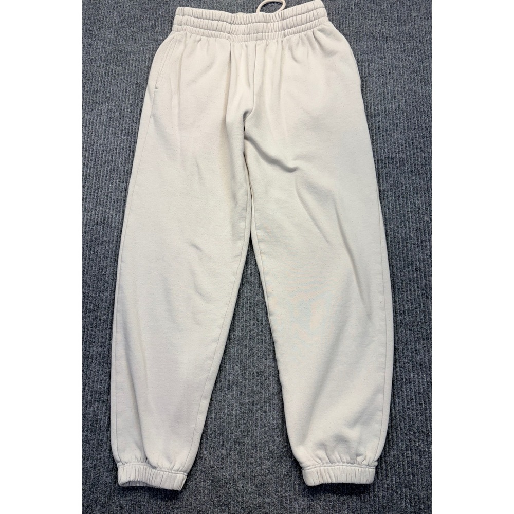 Garage Women Beige Fleece Lined Jogger Sweatpants Size Small Drawstring Pockets